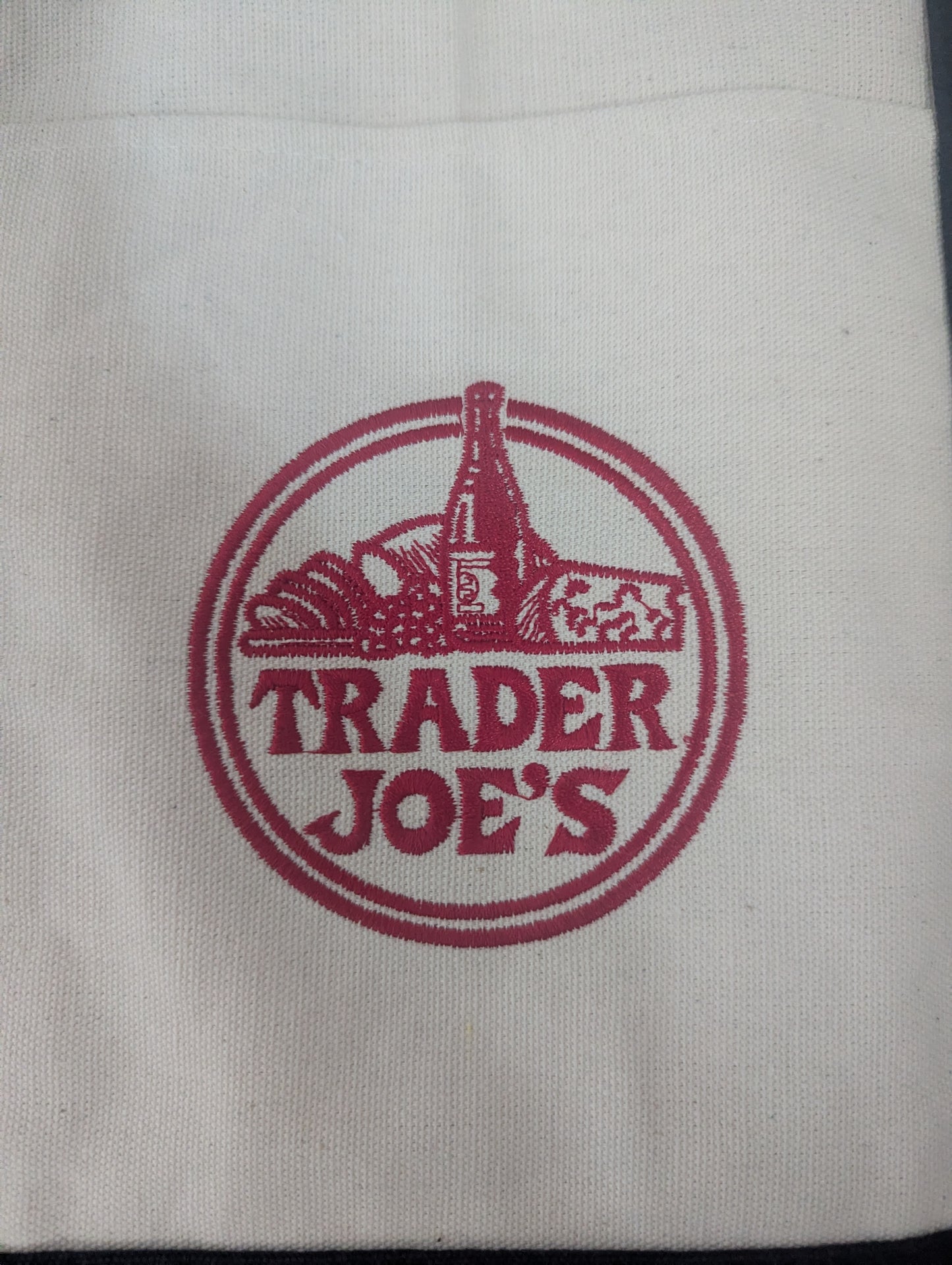 Trader Joe's Large Canvas Tote Bag (Cream & Navy)