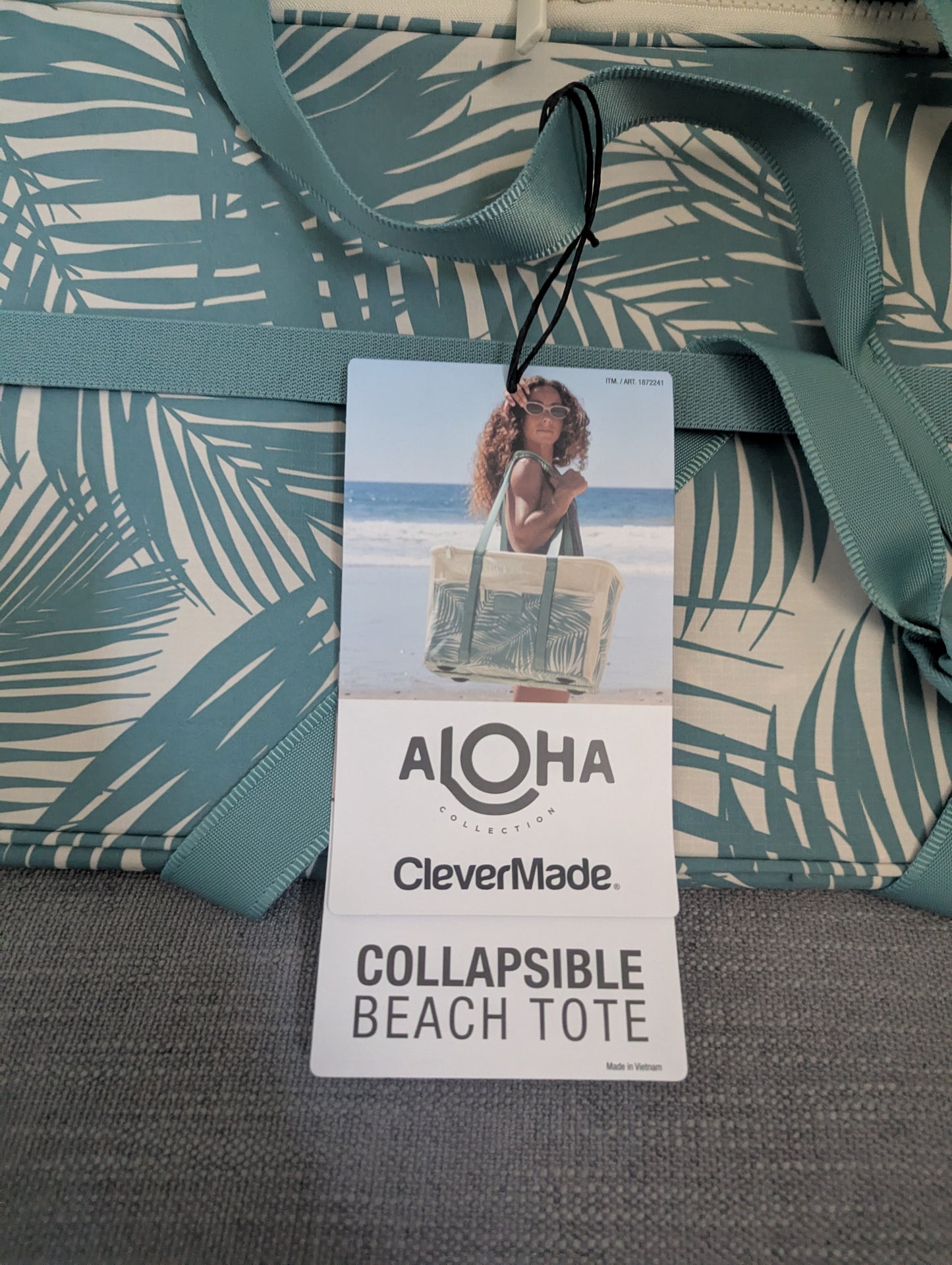Aloha x CleverMade Collapsible Teal Beach Tote – Oversized Water-Resistant Summer Bag