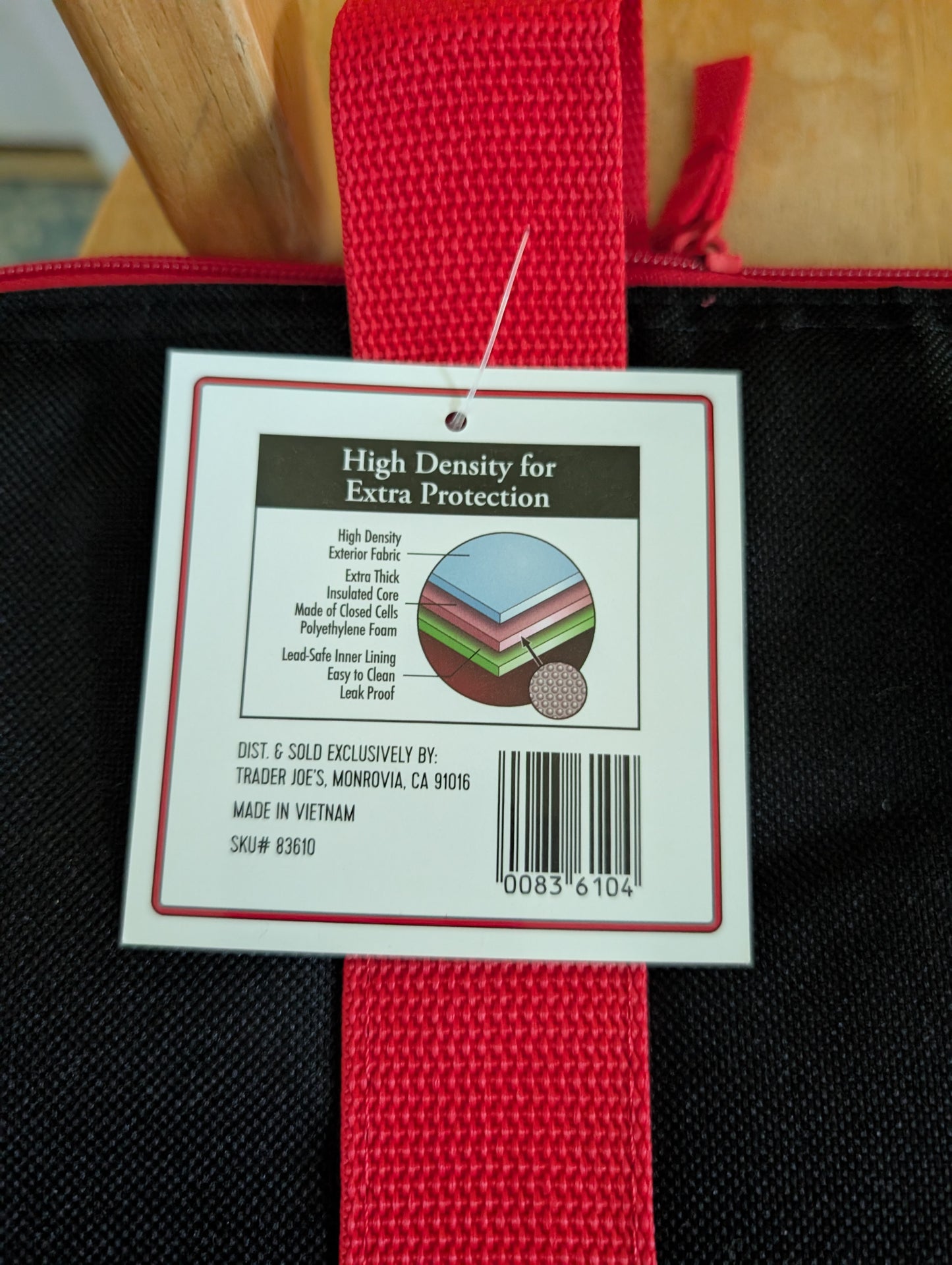 Trader Joe's Resuable Insulated Tote Bag (Red & Black)