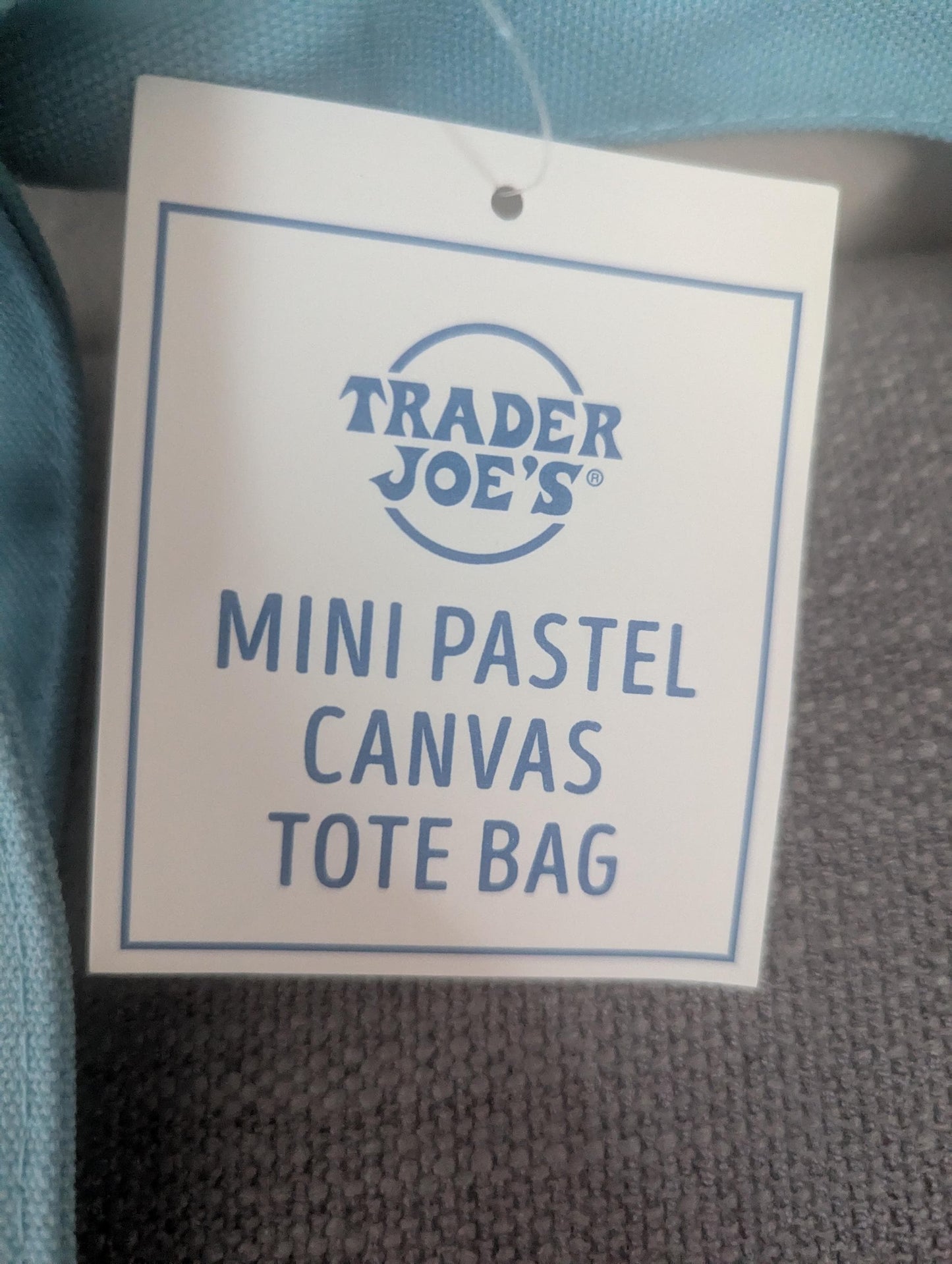 Limited Edition! Trader Joe's Mini Pastel Canvas Tote Bag (Baby Blue)