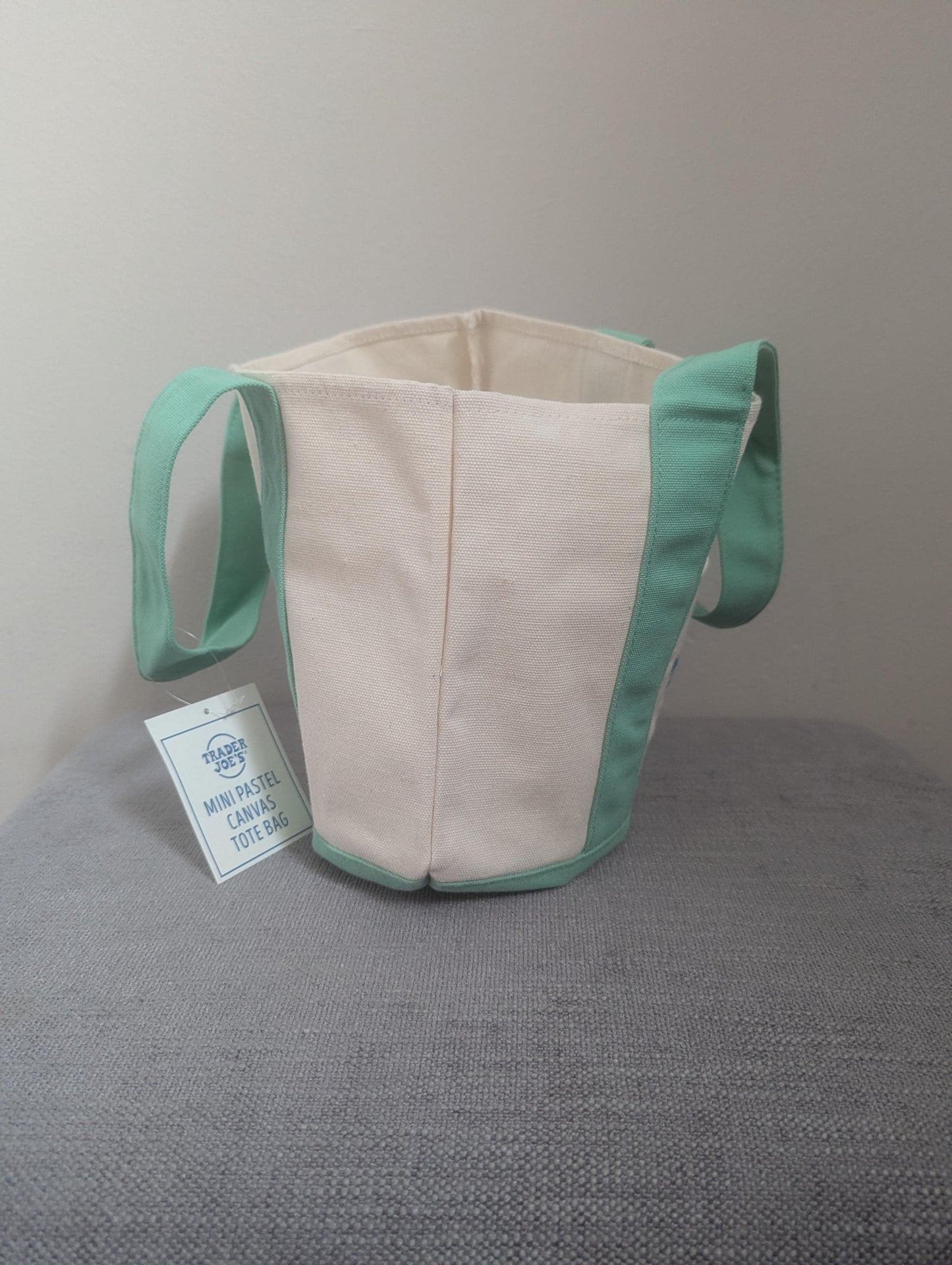 Limited Edition! Trader Joe's Mini Pastel Canvas Tote Bag (Mint Green)