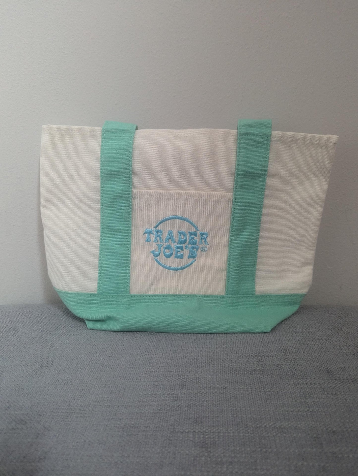 Limited Edition! Trader Joe's Mini Pastel Canvas Tote Bag (Mint Green)