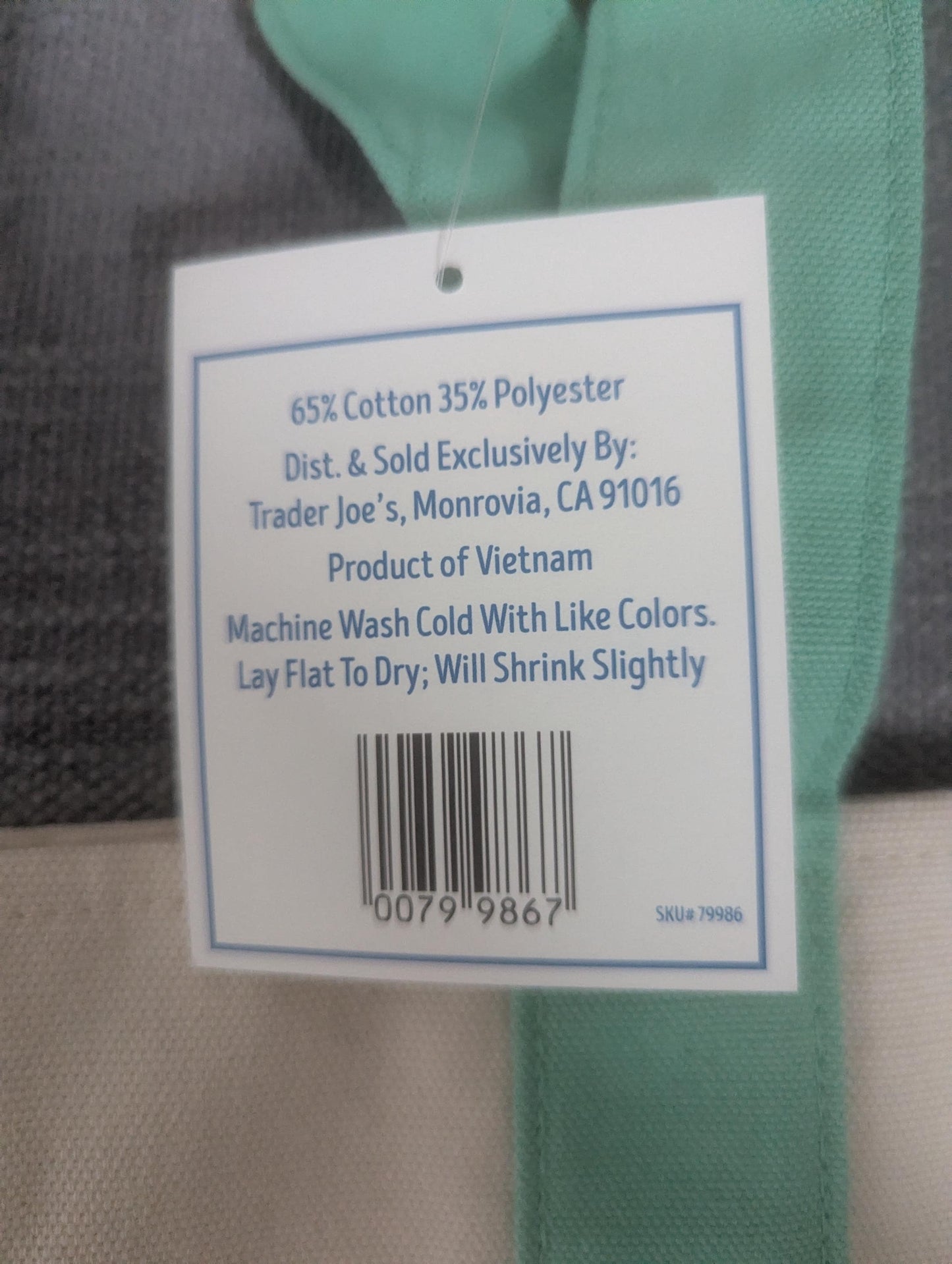 Limited Edition! Trader Joe's Mini Pastel Canvas Tote Bag (Mint Green)