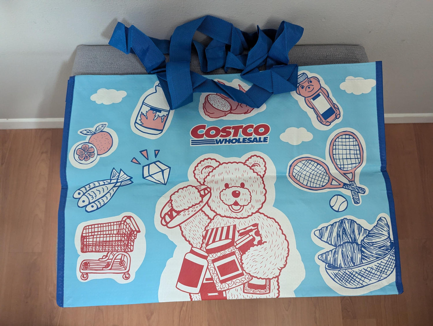Limited Edition! Costco Teddy Bear Reusable Heavy Duty Tote (Blue)