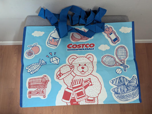 Limited Edition! Costco Teddy Bear Reusable Heavy Duty Tote (Blue)