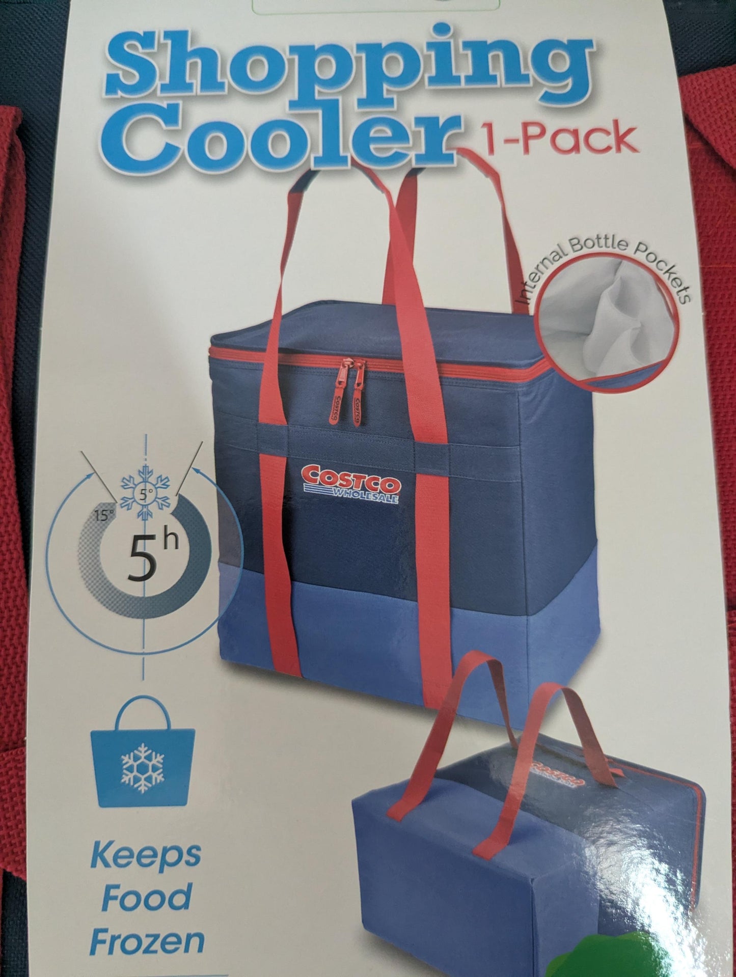 Costco Shopping Cooler Bag 49L Insulated Tote (Navy Red)