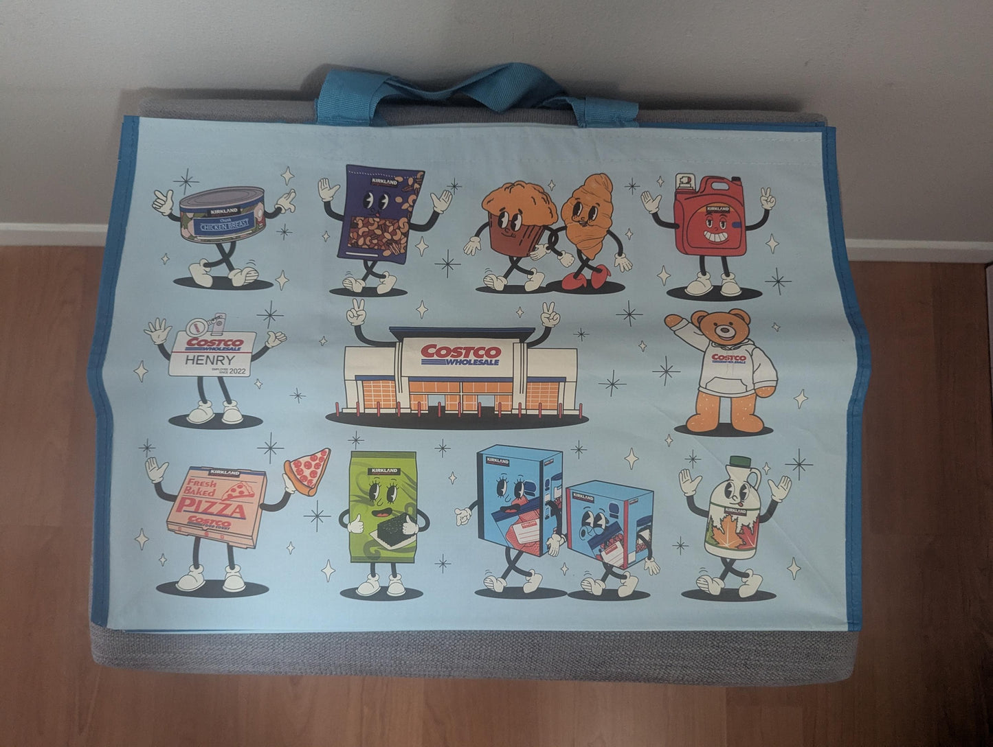 New Limited Edition! Costco Cartoon Character Reusable KeepCool Heavy Duty Tote Bag (Blue)