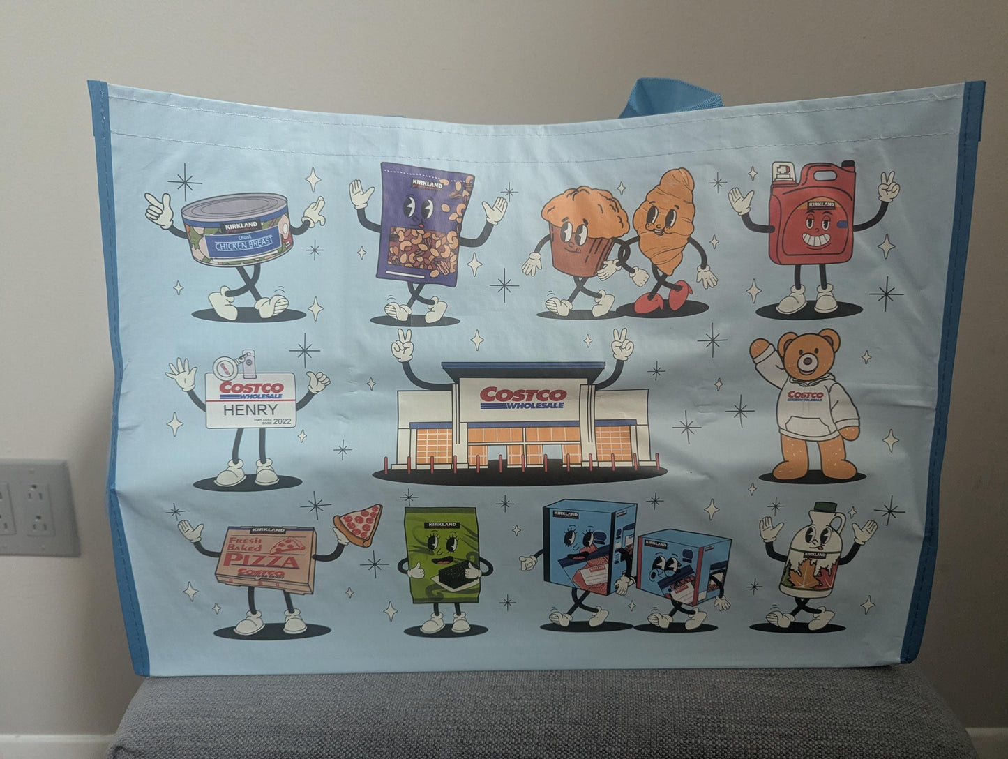New Limited Edition! Costco Cartoon Character Reusable KeepCool Heavy Duty Tote Bag (Blue)