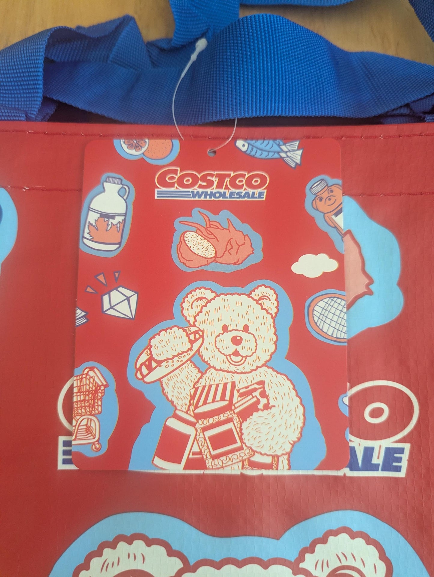 Limited Edition! Costco Teddy Bear Reusable Heavy Duty Tote (Red)