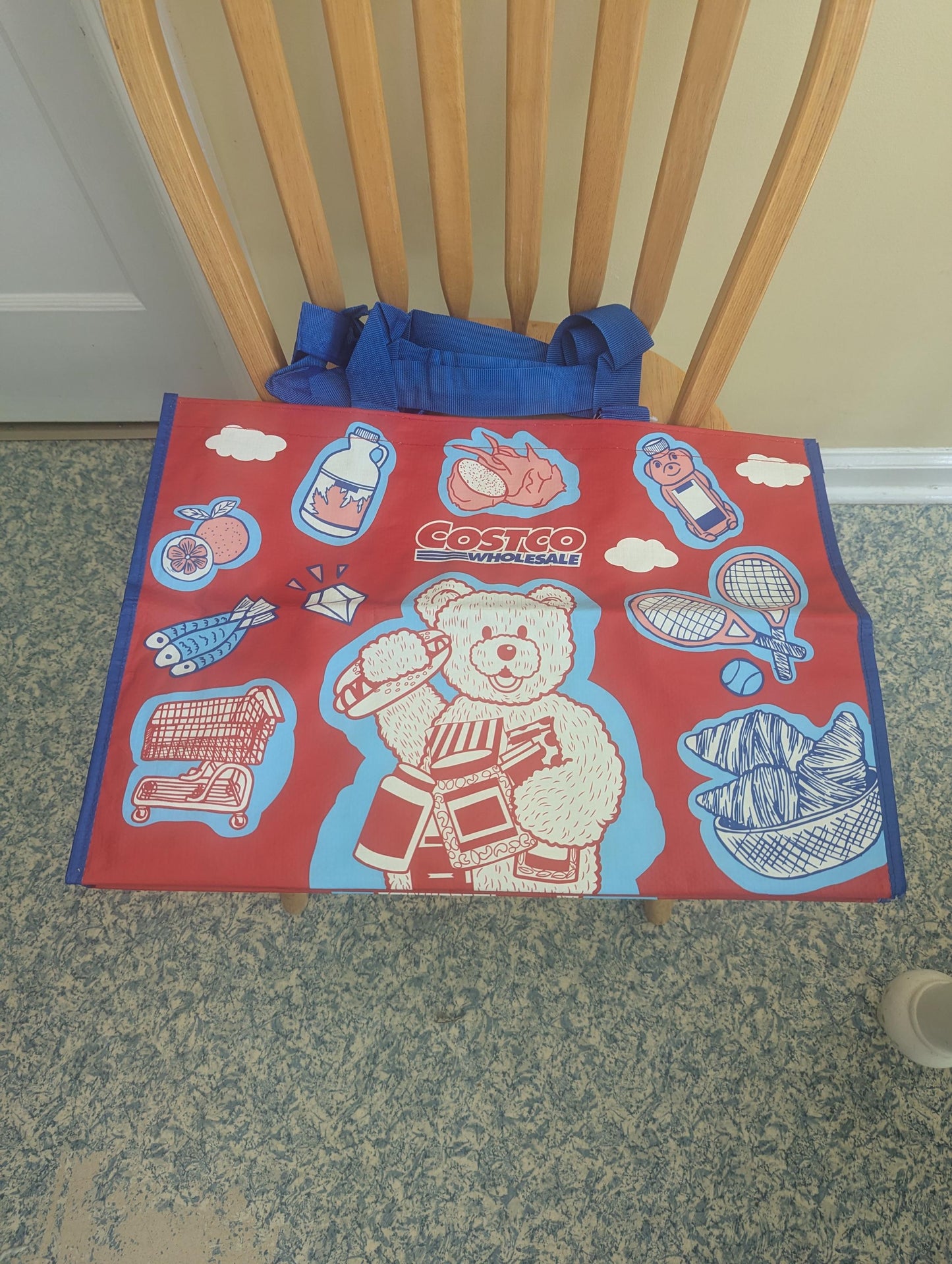 Limited Edition! Costco Teddy Bear Reusable Heavy Duty Tote (Red)