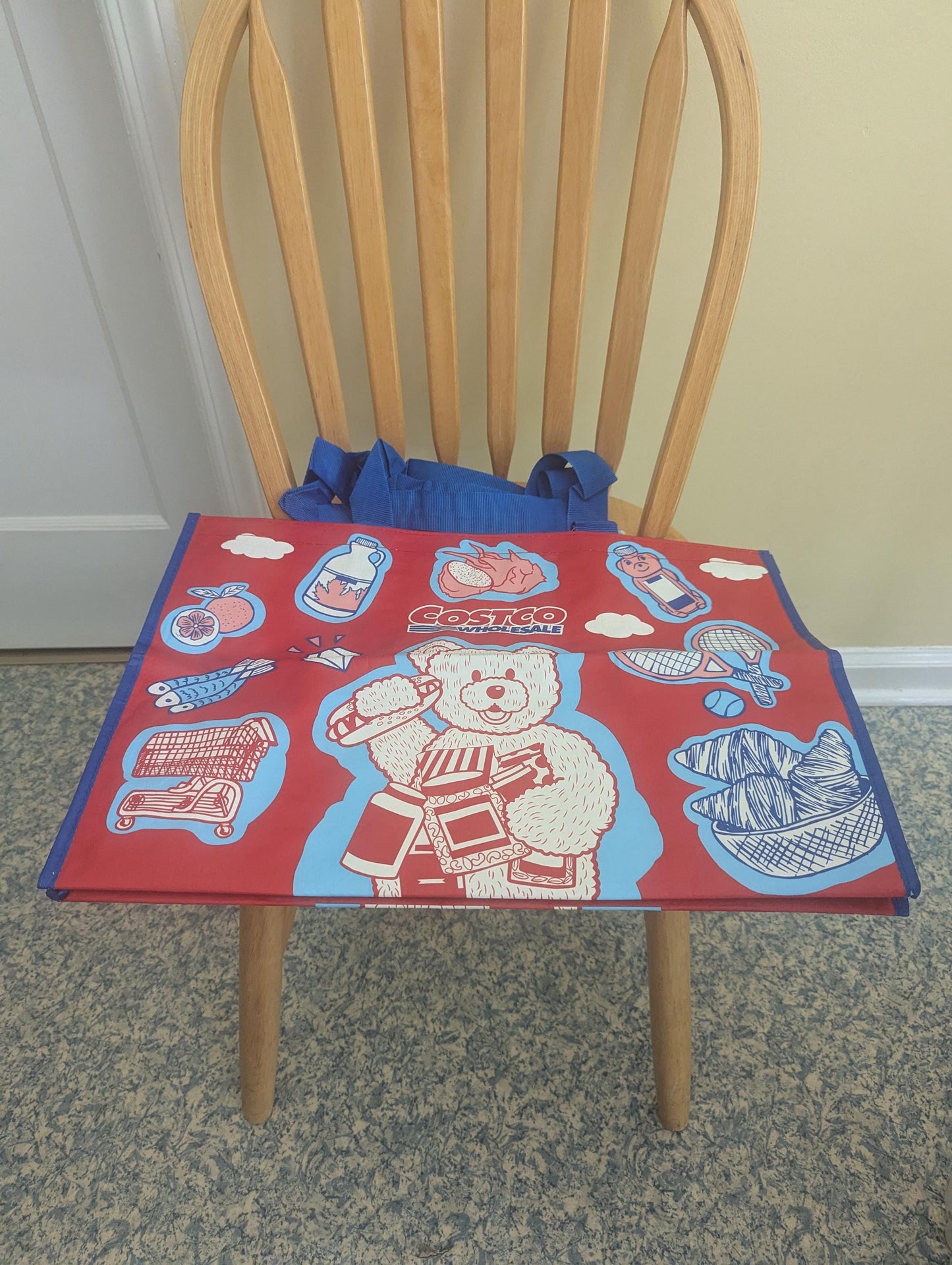 Limited Edition! Costco Teddy Bear Reusable Heavy Duty Tote (Red)